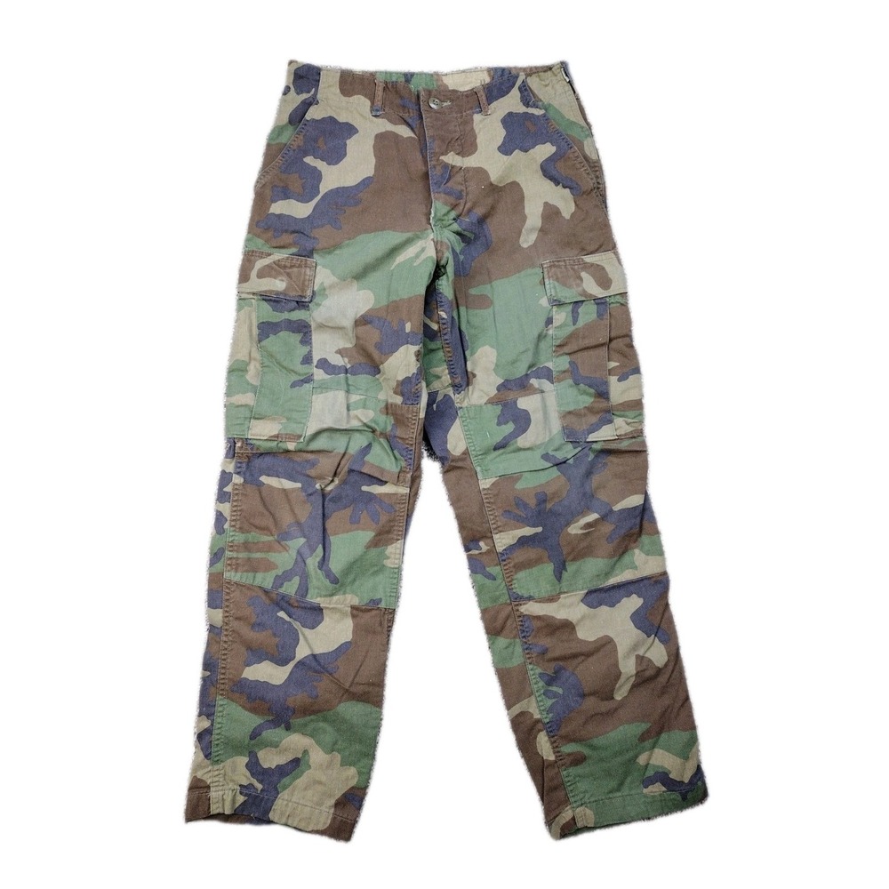 US Army BDU Pants SM Short Woodland Camo Hot Weather Combat Ripstop Trouser 90s
